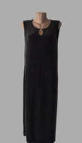 Elegant Black Sparkle Sleeveless Evening Maxi Dress with Keyhole Ring Neck